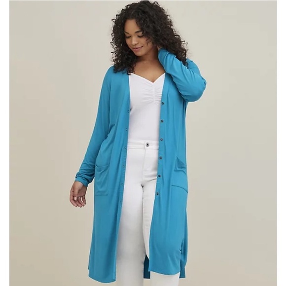 torrid Sweaters - Torrid Super Soft Blue Long Sleeve Button Down Cardigan Sweater Size 1
